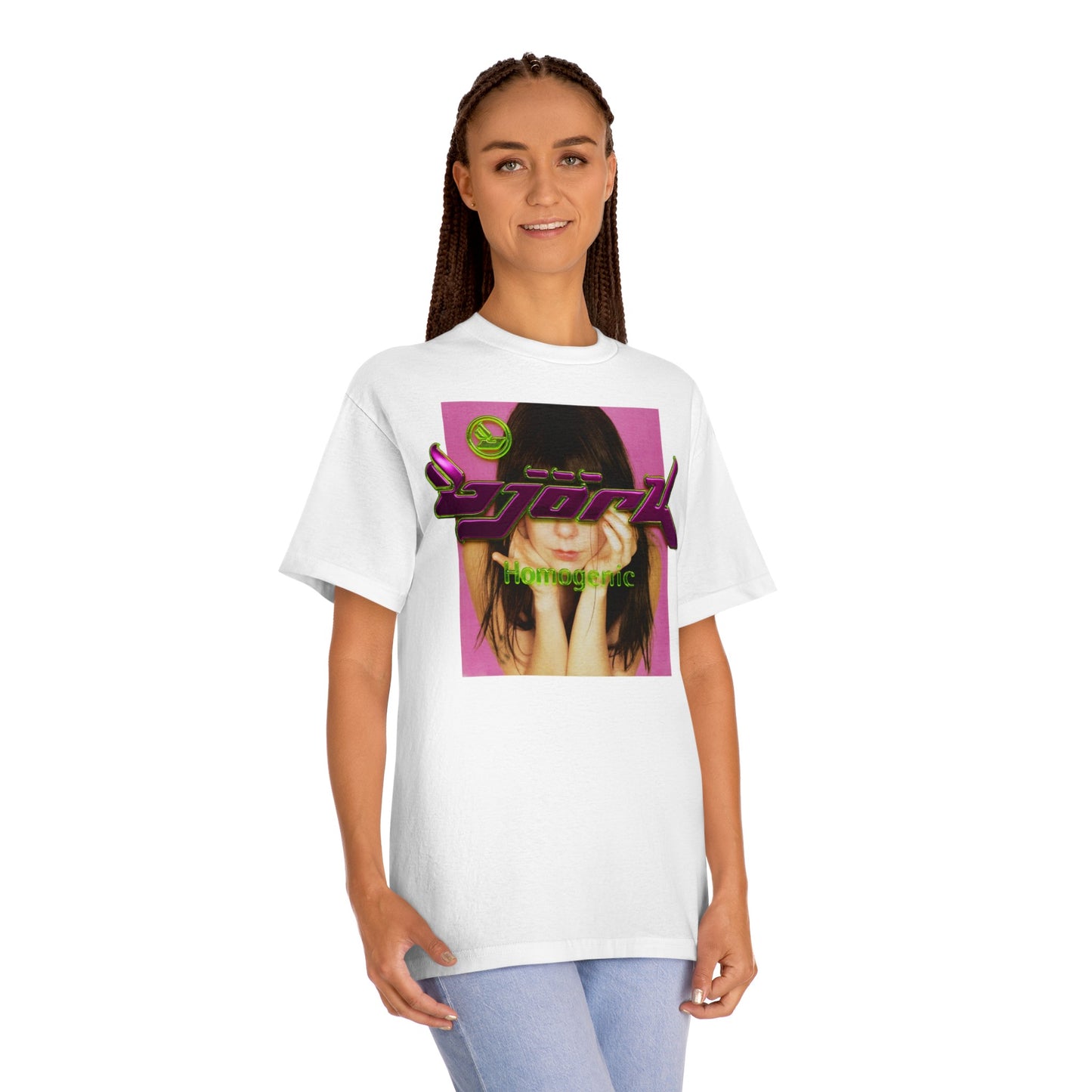 björk homogenic post tee t-shirt 3d slime metallic