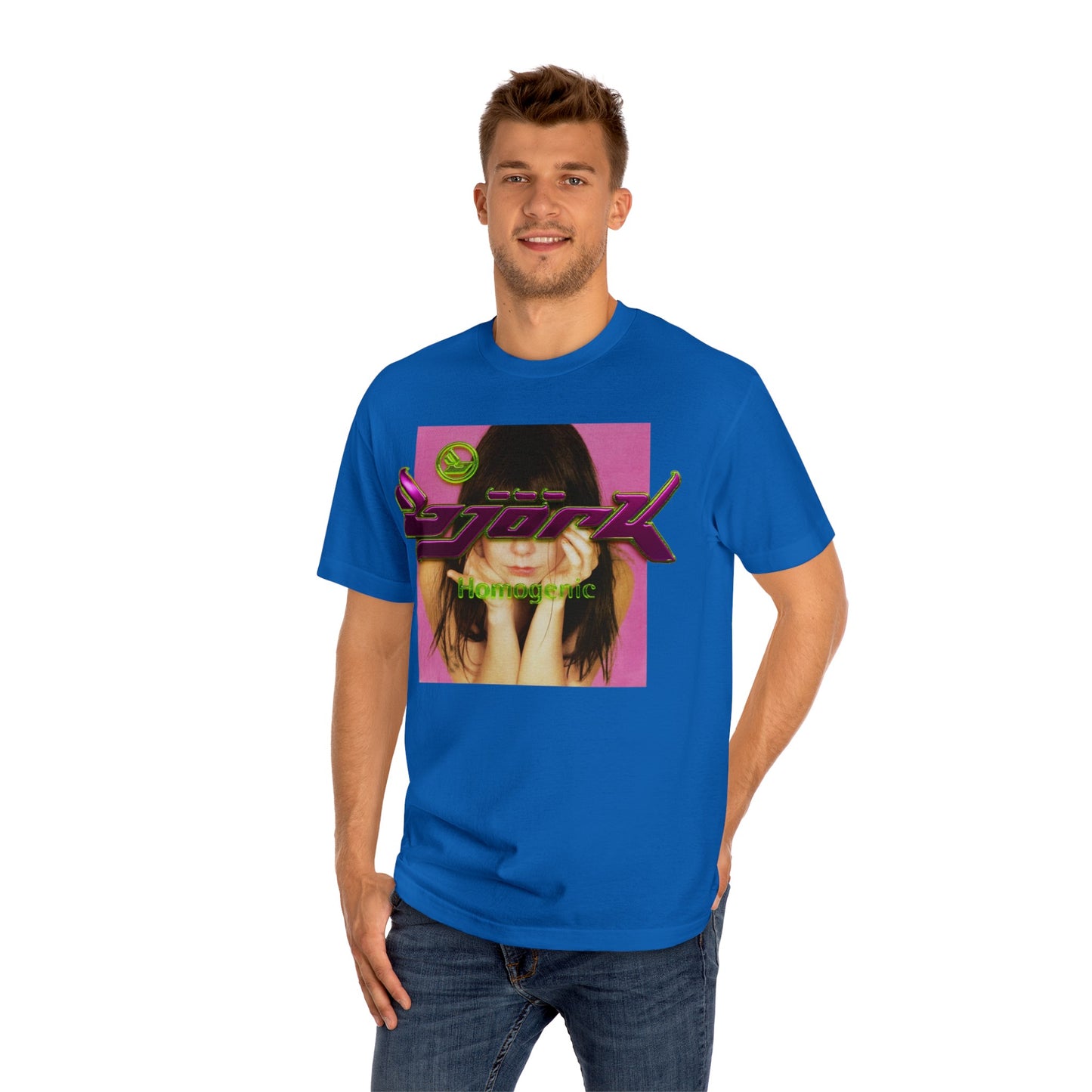 björk homogenic post tee t-shirt 3d slime metallic