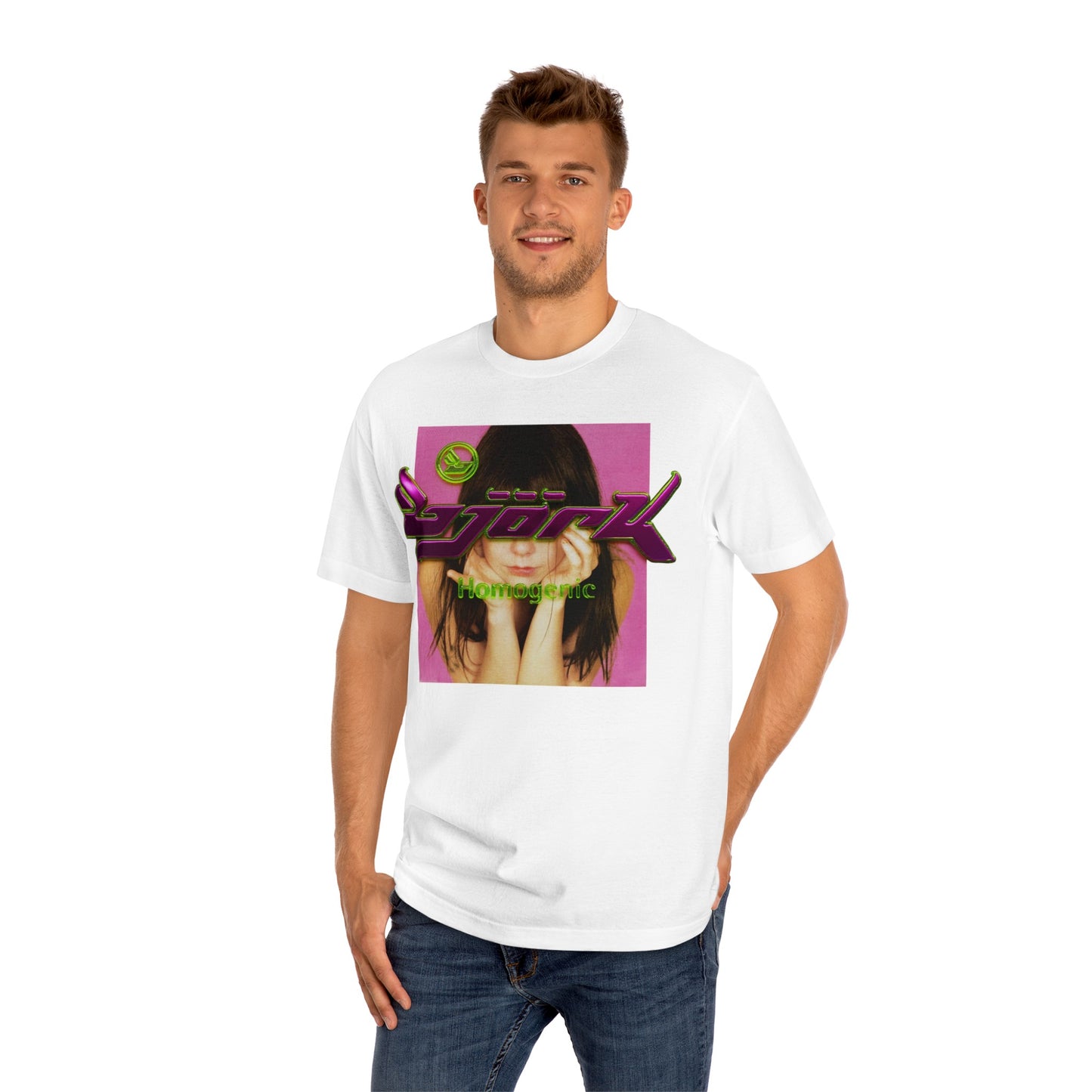 björk homogenic post tee t-shirt 3d slime metallic