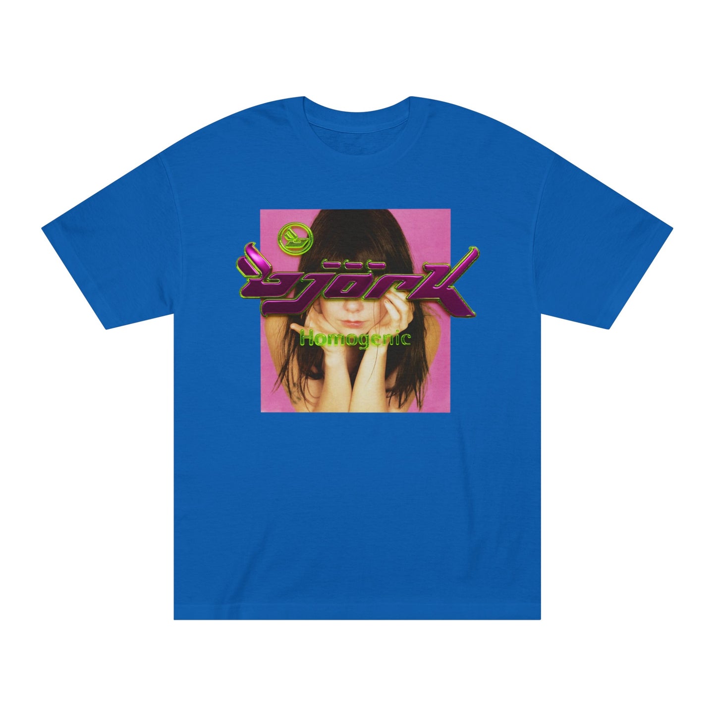 björk homogenic post tee t-shirt 3d slime metallic