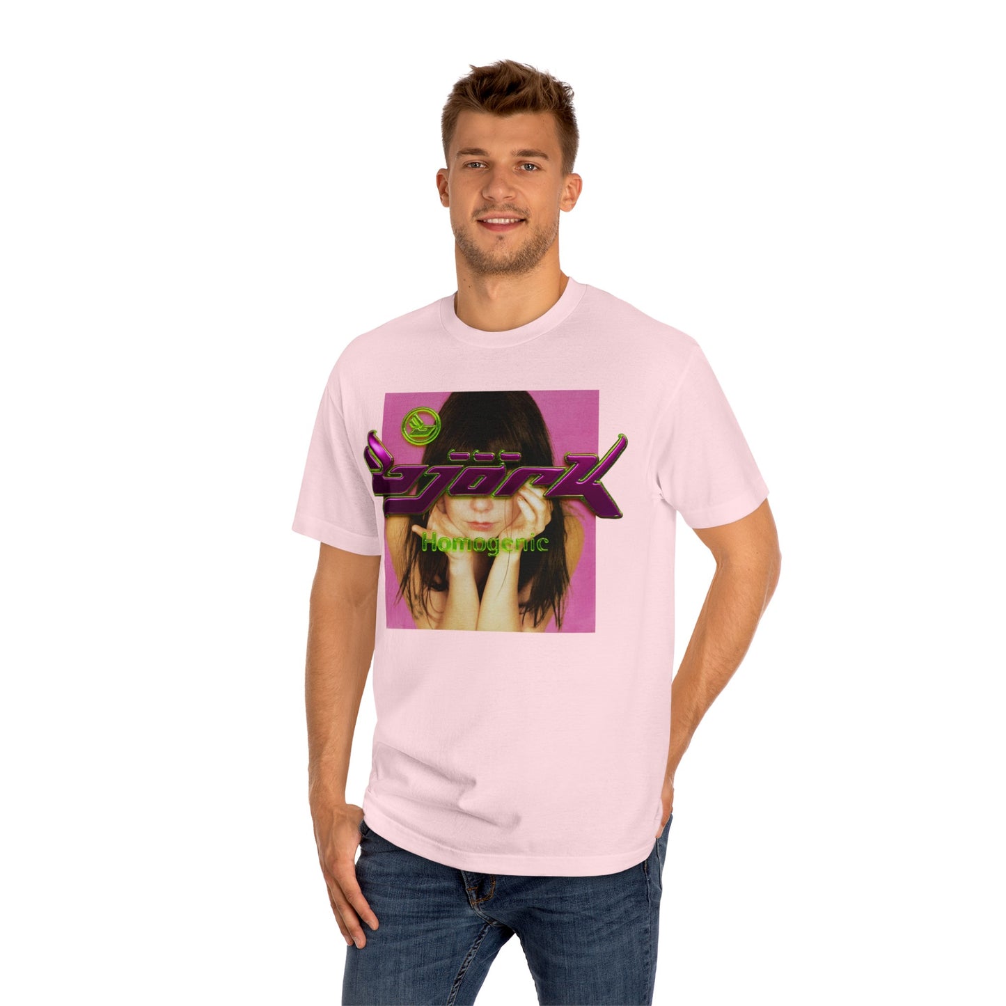 björk homogenic post tee t-shirt 3d slime metallic