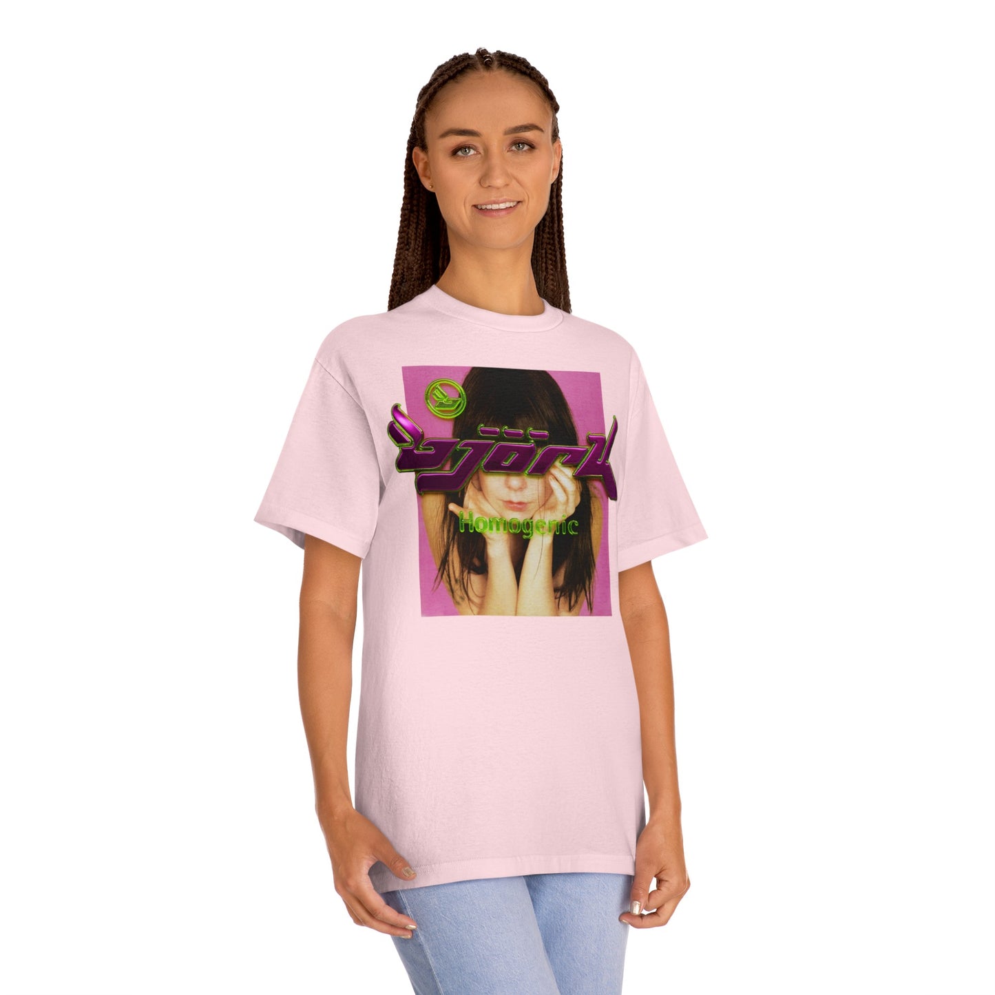 björk homogenic post tee t-shirt 3d slime metallic