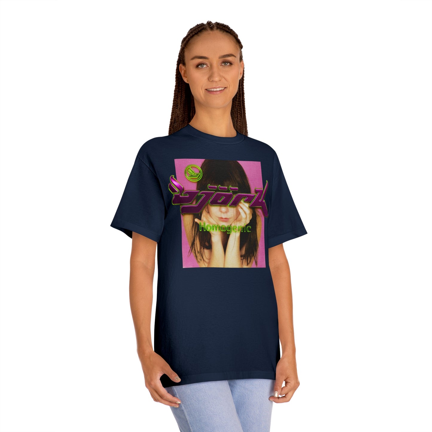 björk homogenic post tee t-shirt 3d slime metallic