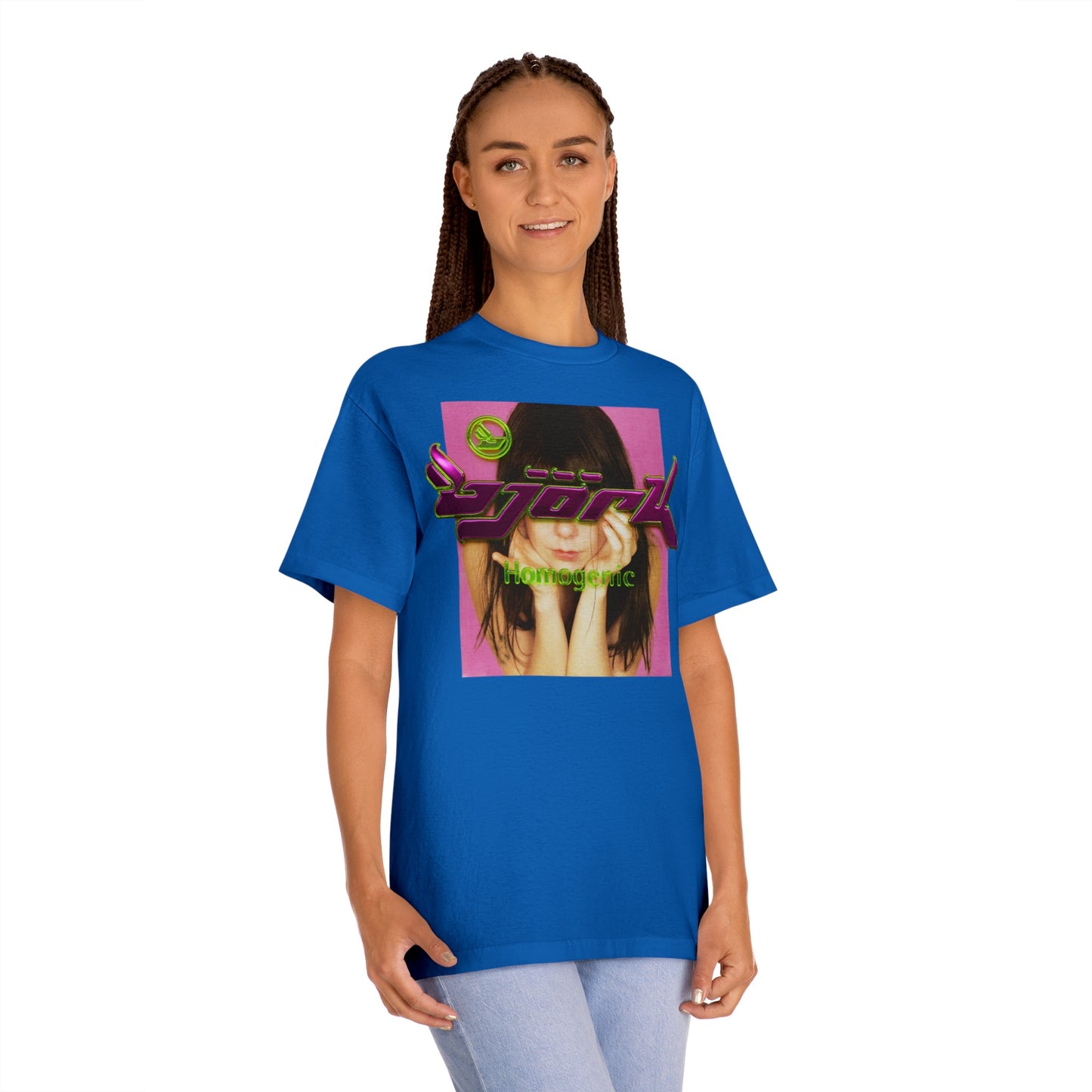 björk homogenic post tee t-shirt 3d slime metallic